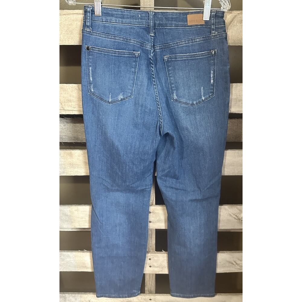 Judy Blue 7/28 Boyfriend For Button Fly Jeans Distressed Dark Wash - Picture 2 of 6